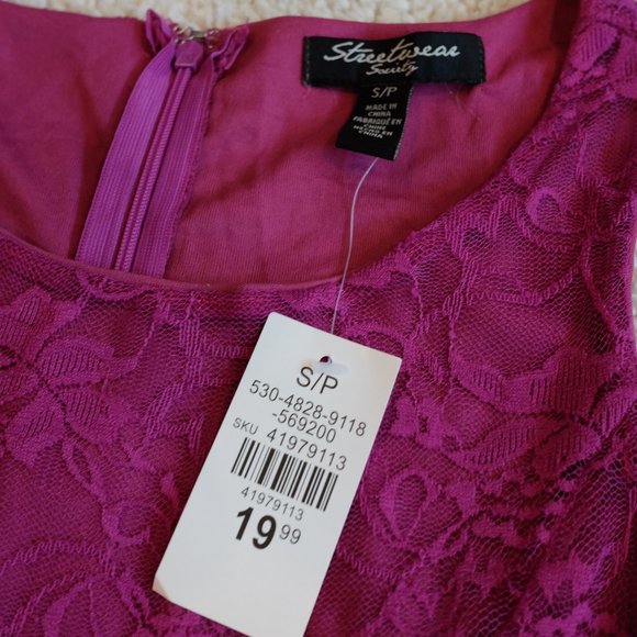 Streetwear Society Fuchsia Lace with Liner Dress - Picture 3 of 4